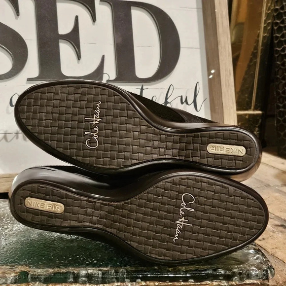 Cole Haan Calf Hair Clogs Mules Dark Brown Wmns Sz 9.5 - Picture 5 of 16